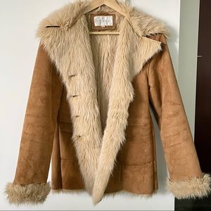 Shearling Jacket with fur lining & trim size L